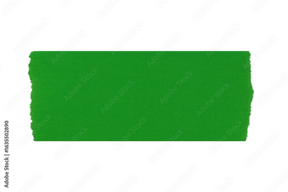 Poster green torn paper rectangle floating against transparent backdrop, adding vibrant color accent for gr