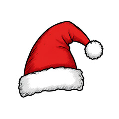 Isolated Christmas Santa Hat Illustration In Red And White Colors Transparent Background