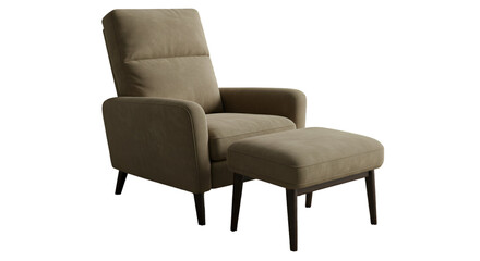 Isolated Illustration Of A Beige Fabric Recliner Chair And Ottoman On Black Background