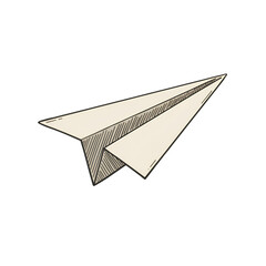 Isolated Illustration of a Beige Paper Airplane on a Transparent Background