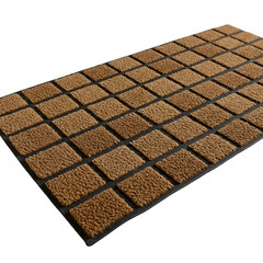 Isolated Doormat Texture With Brown Squares On Dark Background Photo