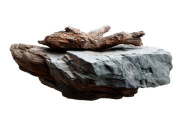 Natural rock formation with wood on top