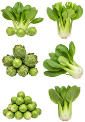 Isolated Fresh Vegetables Collection With Green And White Colors On Transparent Background Photo