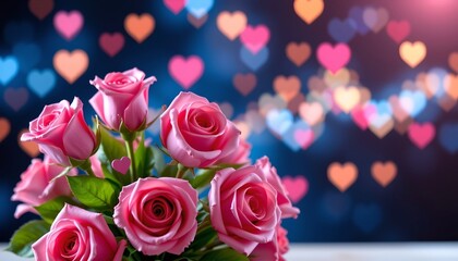 Romantic Pink Rose Bouquet with Dreamy Night Sky