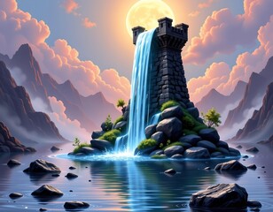 Mystical Waterfall Enchanted Landscape
