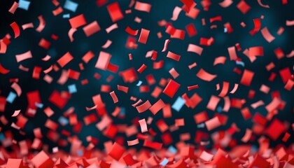 Vibrant Red Confetti Against Dark