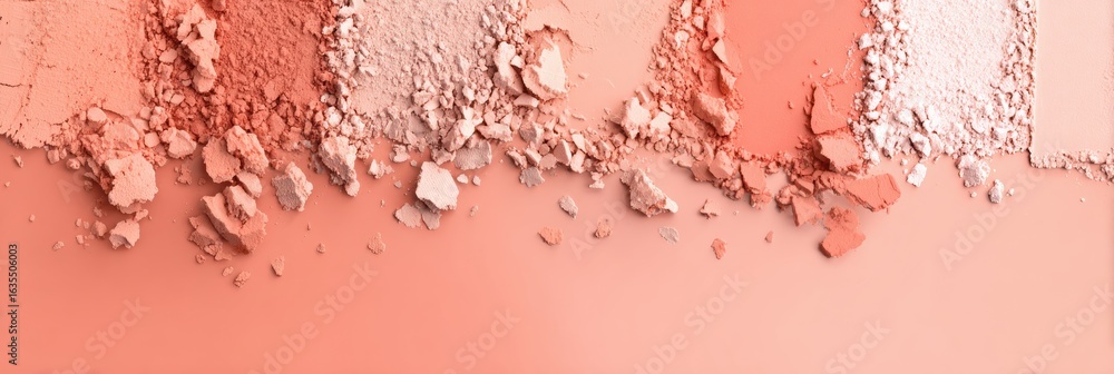 Poster Palette of Soft Powders in Peach and Neutral Tones on a Smooth Background With Untouched Lower Zone Creating an Elegant Display