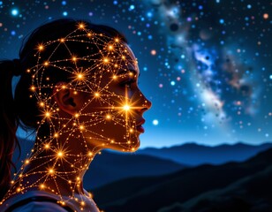 Celestial Profile with Starry Light Manipulation