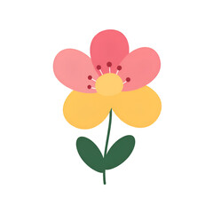 Isolated Flower Illustration With Pink And Yellow Petals Over A Transparent Background