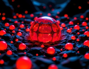 Cosmic Spheres with Red Glow Dark Space