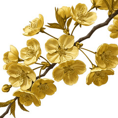 Isolated Golden Blossom Illustration On Transparent Background