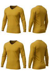 Isolated Gold Long Sleeve Shirt Front and Back View Apparel