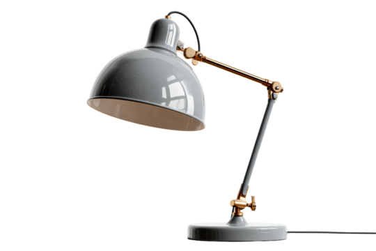 Stylish gray desk lamp with adjustable arm