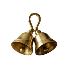 Isolated Golden Brass Bells on Transparent Background Realistic Photo