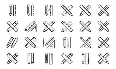 24 Education and School Line Icons Learning, Teaching, Online Classes, Graduation, Science, Math, and Classroom Vector Icon Set for Teachers, Students, and Educational Projects