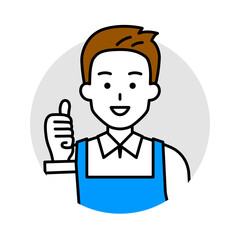 エプロン姿の男性のアイコン（グッド）