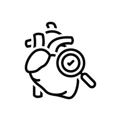 Black line icon for heart check