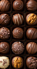 Fototapeta premium Photo Of Chocolate Truffle Candy Box Assortment Top View Variety Dessert