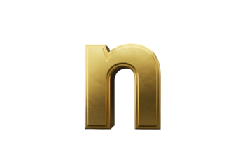 Isolated Gold N Letter Illustration on Transparent Background