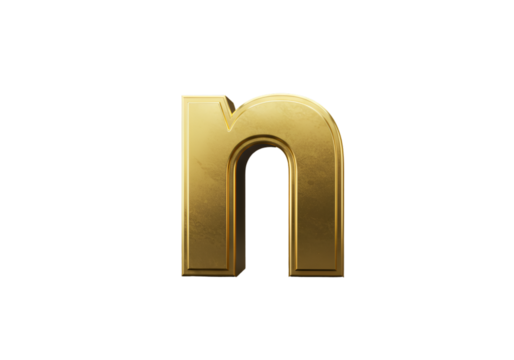 Isolated Gold N Letter Illustration on Transparent Background