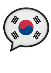 Isolated Graphic Illustration Of South Korean Flag In A Speech Bubble Design