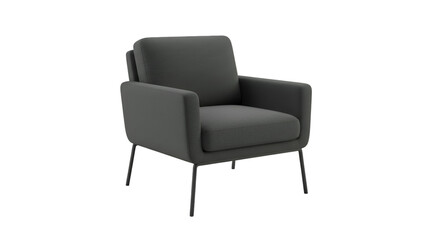 Isolated Gray Modern Armchair On Transparent Background Realistic Image