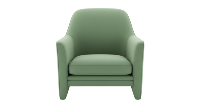 Isolated Modern Green Armchair Front View 3D Render with Transparent Background