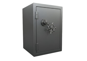 Isolated Gray Steel Safe with Handle on Black Background Illustration