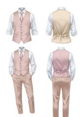 Naklejka premium Isolated Elegant Men's Fashion Suits in Pink and Beige on Transparent Background