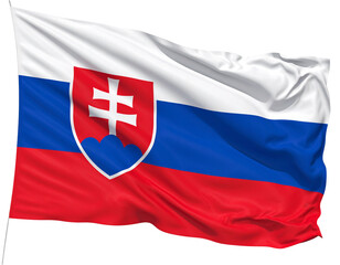 Waving Slovakia Flag with Realistic Fabric Texture, isolated on transparent background PNG