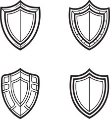 Set of Shield Outline vector illustration isolated On Transparent Background
