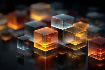 Glowing geometric cubes