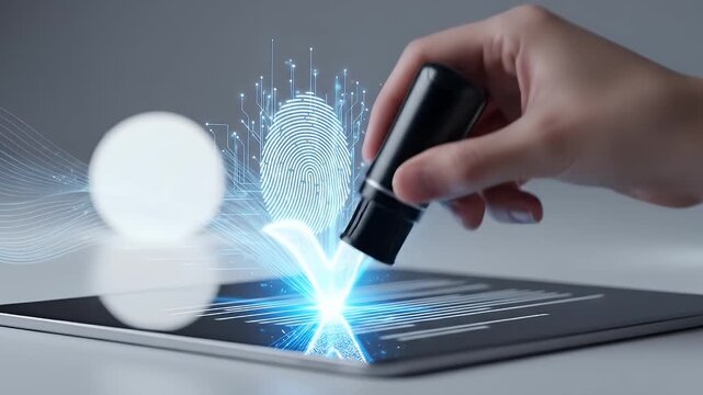 Fingerprint verification on a tablet with a stamper