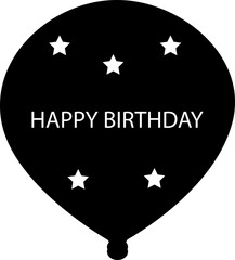 Birthday balloon vector icon in color flat style celebration party decoration collection, heart and round balloon group, happy birthday symbol pack with stars