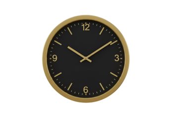 Isolated Gold And Black Clock Illustration On Transparent Background