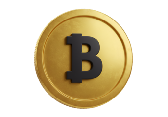 Isolated Gold Bitcoin Coin Illustration On Transparent Background