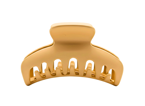 Matte peach claw hair clip for styling hair isolated on transparent background