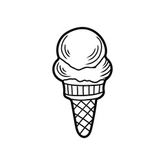 Delicious ice cream cone drawing melting on summer day