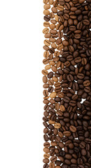 Photo of Coffee Beans in Brown Tones on a Black Transparent Background