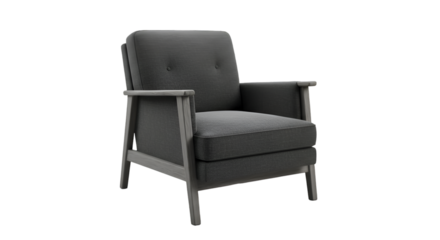 Isolated Gray Armchair Illustration Featuring Wooden Frame and Soft Fabric