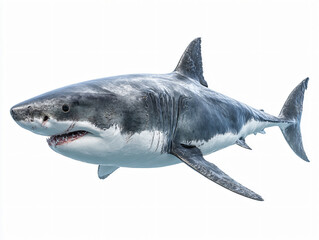 Fototapeta premium Great White Shark Underwater Wildlife Adventure Ocean Exploration Predatory Fish Species Marine Anatomy Ferocious Jaws Conservation Blue 