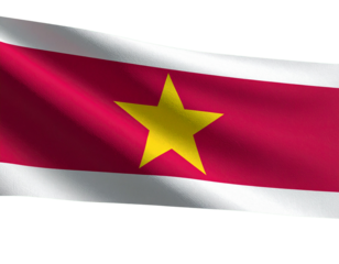  Waving Suriname Flag with Realistic Fabric Texture, isolated on transparent background PNG