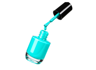 nail polish bottle with droplets isolated on transparent background