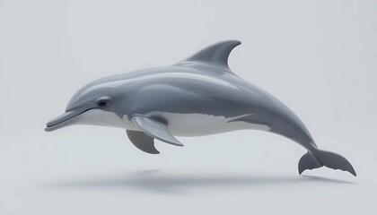 Obraz premium A realistic side view of a dolphin, fully isolated on a clean, white background