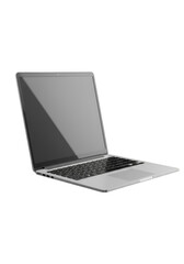 Isolated Laptop Computer in Monochrome Showing Perspective and Screen on a Transparent Background