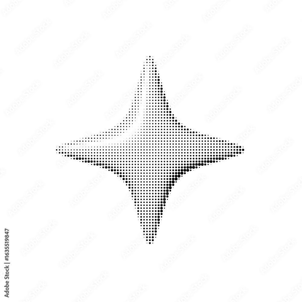 Aufkleber rounded halftone star shape with dotted gradient texture. retro abstract vector symbol in black and 