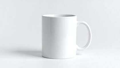 Obraz premium Blank white ceramic coffee mug mockup for custom design and branding. A classic tea cup template isolated on a white background.