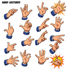 Fototapeta premium Isolated Pixelated Hand Gestures Set with Diverse Actions and Poses on Black Background