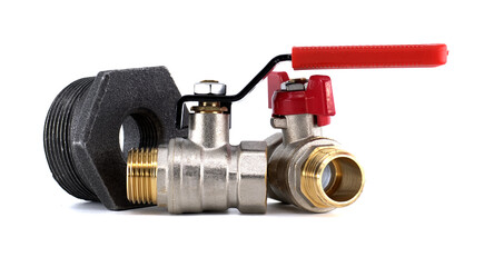 Detailed shot of plumbing valves and fittings, perfect for industrial or construction use.