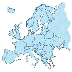 map of europe with highlighted